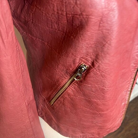 Madewell $525 Washed Leather Motorcycle Jacket Dusty Redwood Size M NC112 - Picture 5 of 15